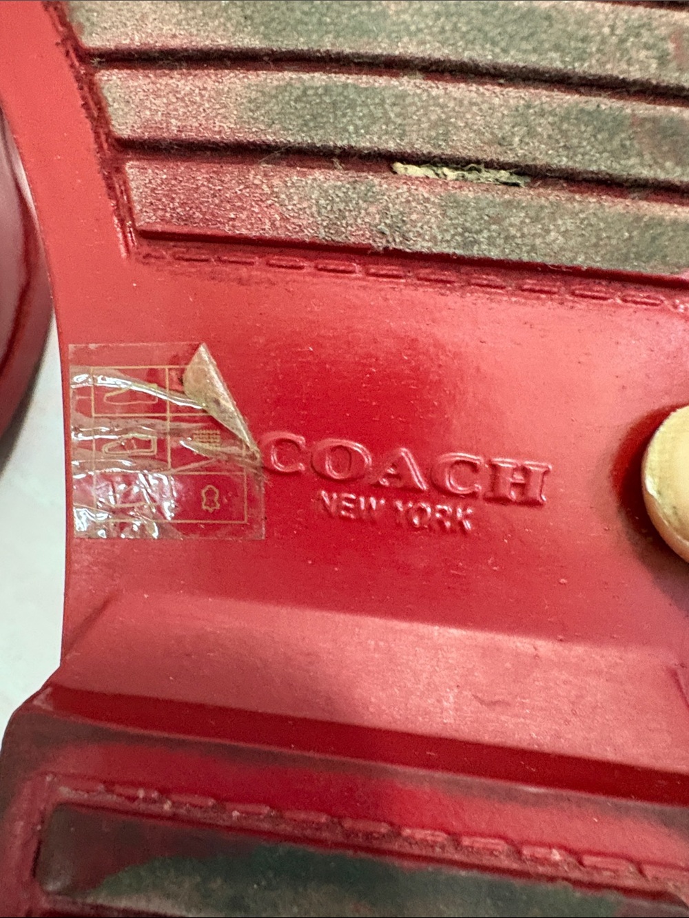 Coach Red Gloss Tyler Rain Boots 10B - Picture 2 of 8